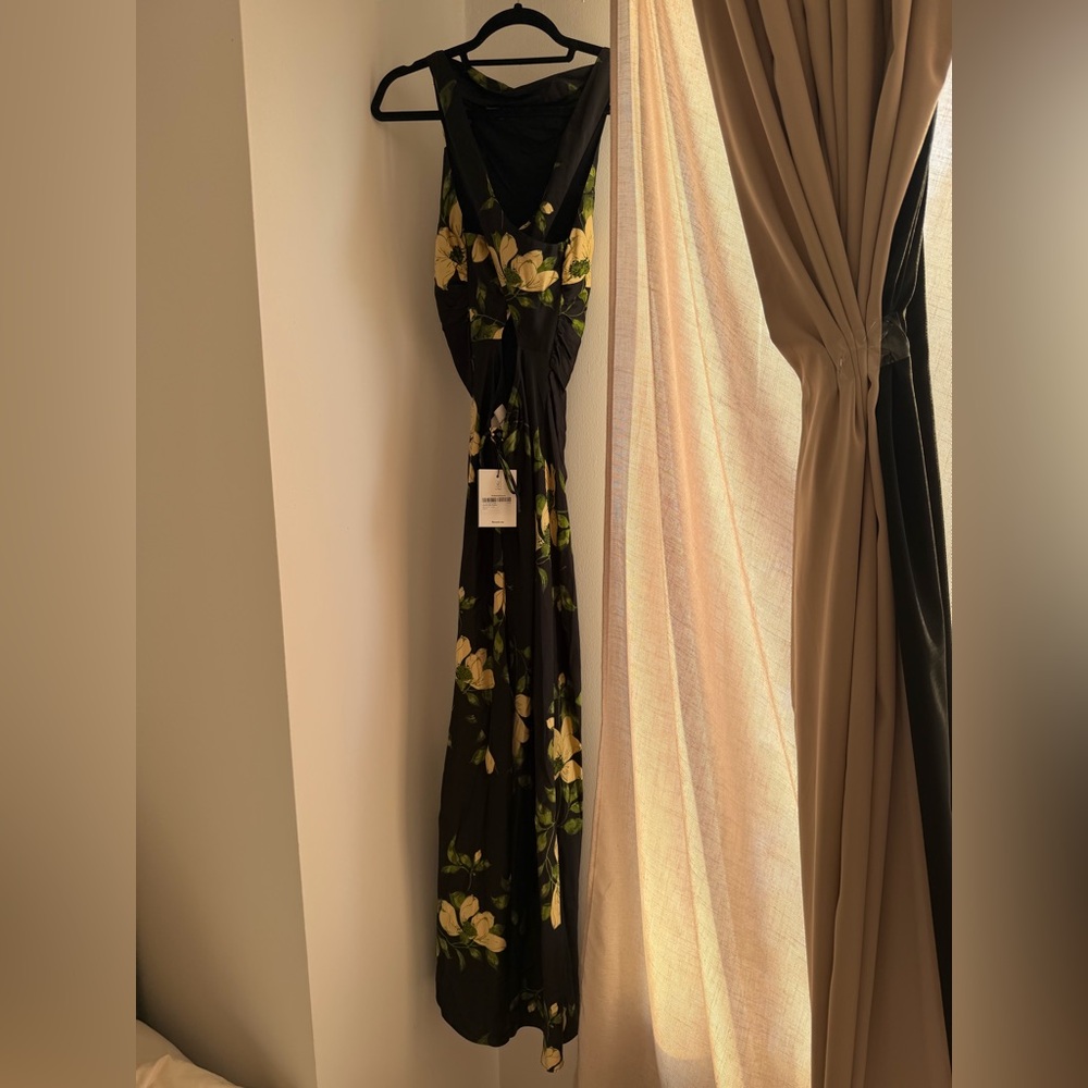 NEW Reformation Anaiis Silk Dress Black Floral Mood For Love 6 - Picture 11 of 16
